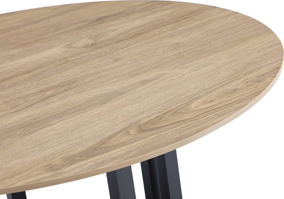 CEO Wood Pattern Round Sintered Stone Dining Table in Gunmetal and Washed Oak