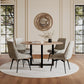 CEO Wood Pattern Round Sintered Stone Dining Table in Gunmetal and Washed Oak