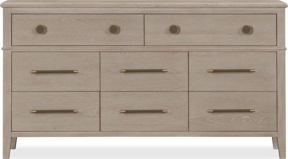 Camden Eight Drawer Oak Wood Dresser in Chai