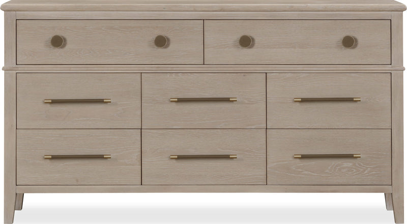 Camden Eight Drawer Oak Wood Dresser in Chai