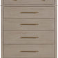 Camden Five Drawer Oak Wood Chest in Chai