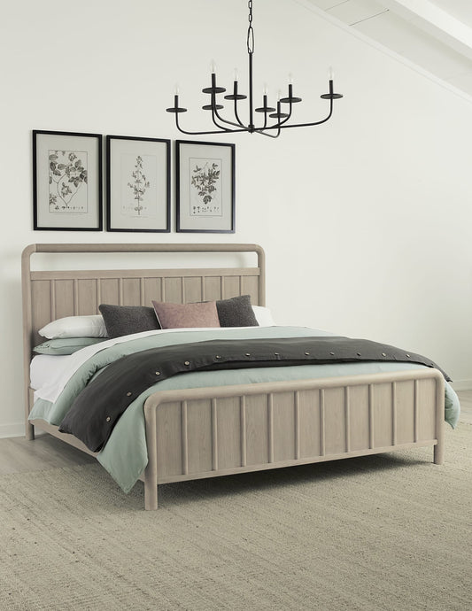 Camden Queen-size Shiplap Oak Wood Platform Bed in Chai