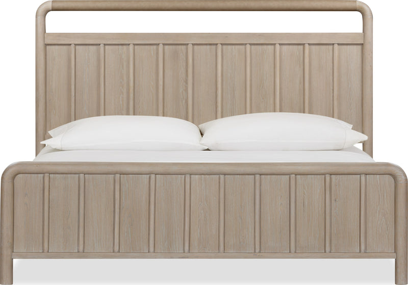 Camden King-size Shiplap Oak Wood Platform Bed in Chai