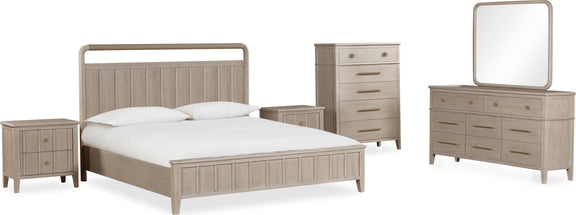 Camden Full-size Shiplap Oak Wood Platform Bed in Chai