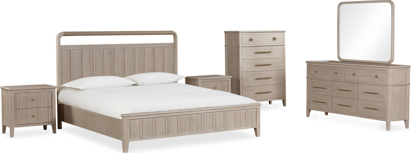 Camden California King-size Shiplap Oak Wood Platform Bed in Chai