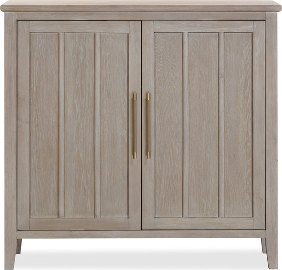 Camden Two Door Two Drawer Bar Cabinet with Stemware Rack and Wine Rack in Chai
