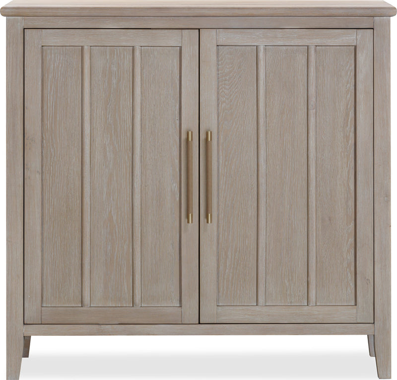 Camden Two Door Two Drawer Bar Cabinet with Stemware Rack and Wine Rack in Chai