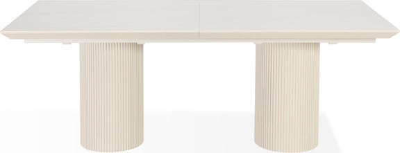 Cannon Stone Top Double Pedestal Extension Dining Table with Ivory Wood Base