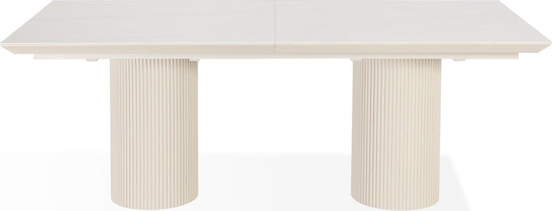 Cannon Stone Top Double Pedestal Extension Dining Table with Ivory Wood Base