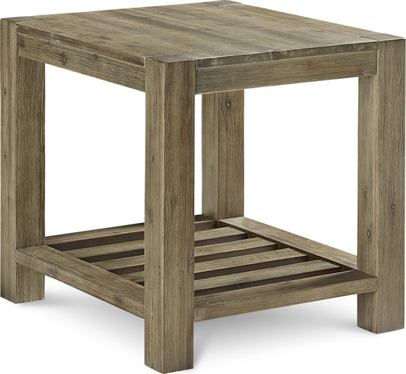 Canyon Solid Wood Rectangular End Table in Washed Grey