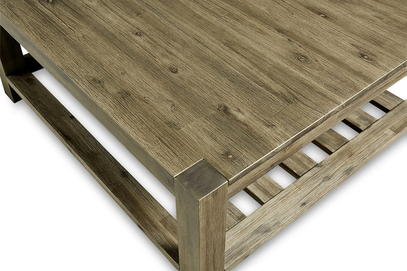 Canyon Solid Wood Square Coffee Table in Washed Grey