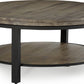Canyon Solid Wood and Metal Round Coffee Table in Washed Grey