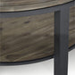 Canyon Solid Wood and Metal Round Coffee Table in Washed Grey