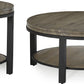 Canyon Solid Wood and Metal Round Coffee Table in Washed Grey