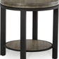 Canyon Solid Wood and Metal Round End Table in Washed Grey