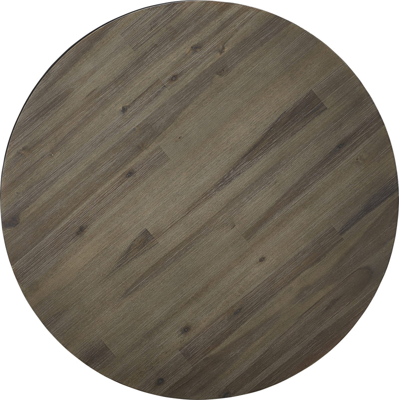 Canyon Solid Wood and Metal Round End Table in Washed Grey