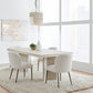 Caye Stone Top Double Pedestal Dining Table with Ivory Cement Base