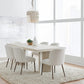 Caye Stone Top Double Pedestal Dining Table with Ivory Cement Base