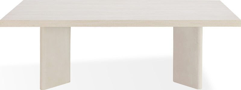 Caye Stone Top Double Pedestal Dining Table with Ivory Cement Base