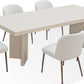 Caye Stone Top Double Pedestal Dining Table with Ivory Cement Base