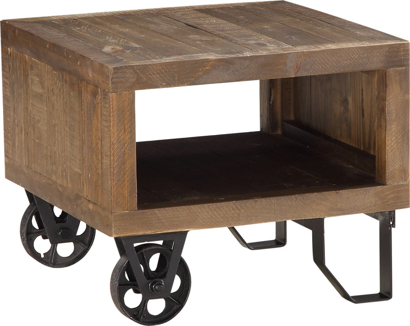 Coalburn Reclaimed Wood Square Side Table in Russett Brown