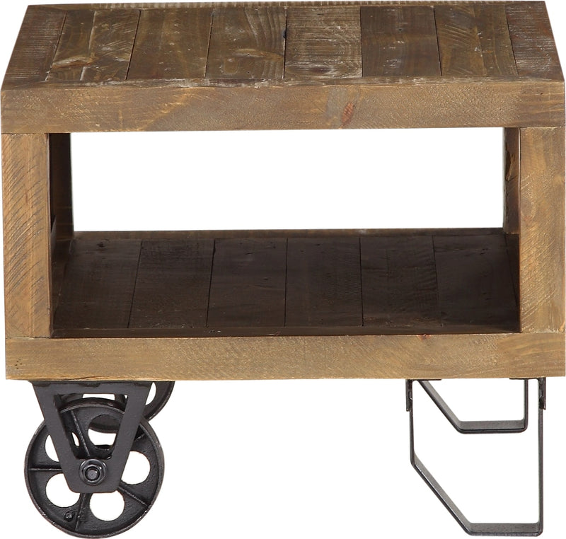 Coalburn Reclaimed Wood Square Side Table in Russett Brown