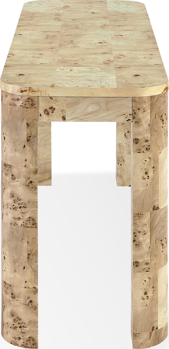 Cosmo Mappa Burl Console Table in Amber Kiss