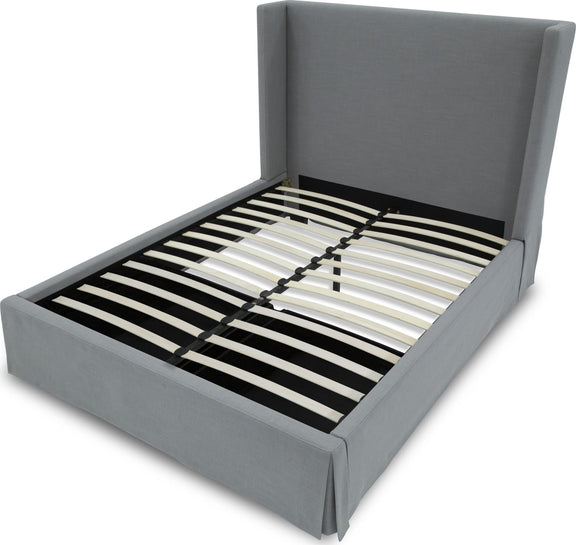 Cresta Full-Size Upholstered Skirted Storage Panel Bed in Fog