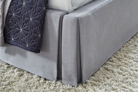 Cresta Full-Size Upholstered Skirted Panel Bed in Fog