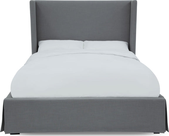 Cresta Full-Size Upholstered Skirted Panel Bed in Fog