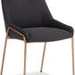 Cyrus Upholstered Dining Chair in Coal Fabric and Brushed Bronze Metal