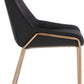 Cyrus Upholstered Dining Chair in Coal Fabric and Brushed Bronze Metal
