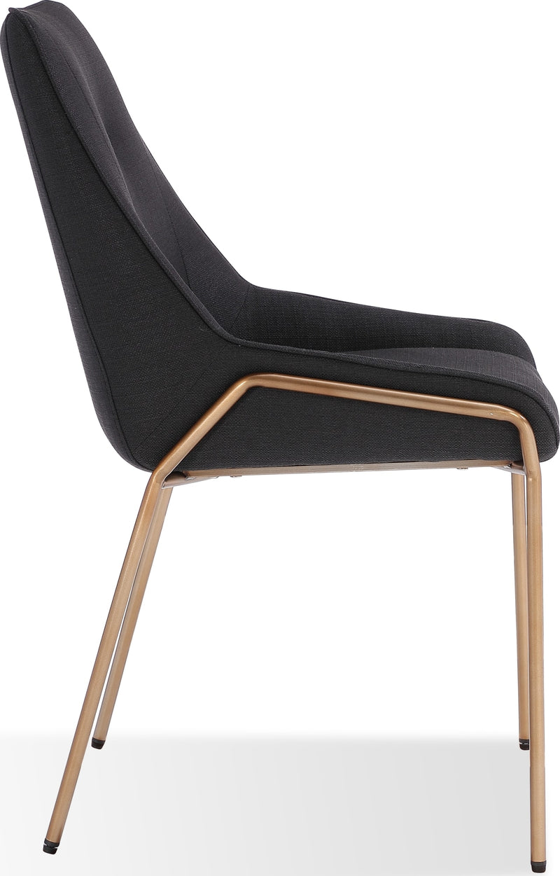 Cyrus Upholstered Dining Chair in Coal Fabric and Brushed Bronze Metal