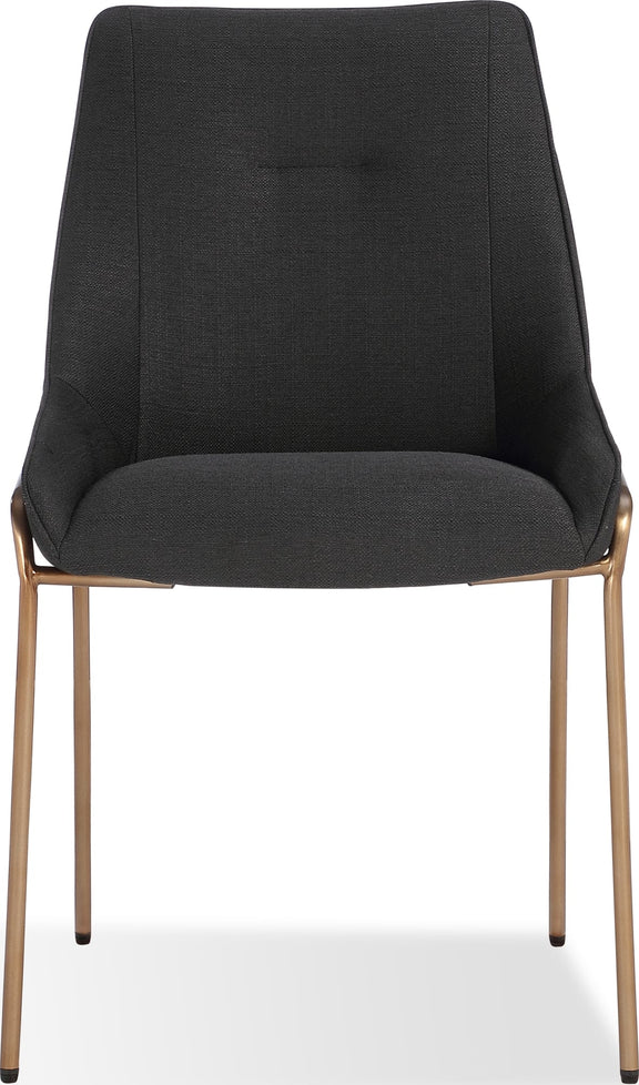 Cyrus Upholstered Dining Chair in Coal Fabric and Brushed Bronze Metal
