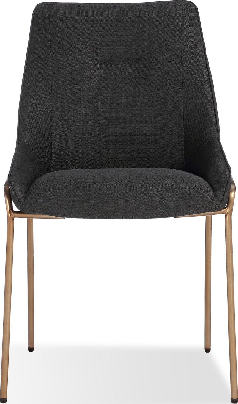 Cyrus Upholstered Dining Chair in Coal Fabric and Brushed Bronze Metal