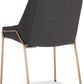 Cyrus Upholstered Dining Chair in Coal Fabric and Brushed Bronze Metal