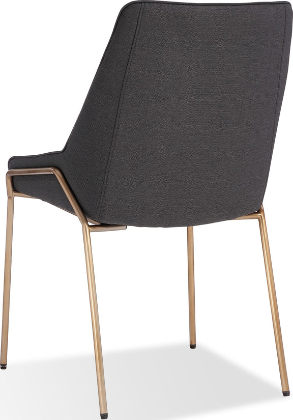 Cyrus Upholstered Dining Chair in Coal Fabric and Brushed Bronze Metal