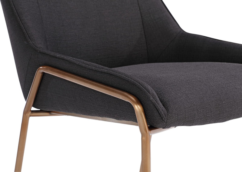 Cyrus Upholstered Dining Chair in Coal Fabric and Brushed Bronze Metal
