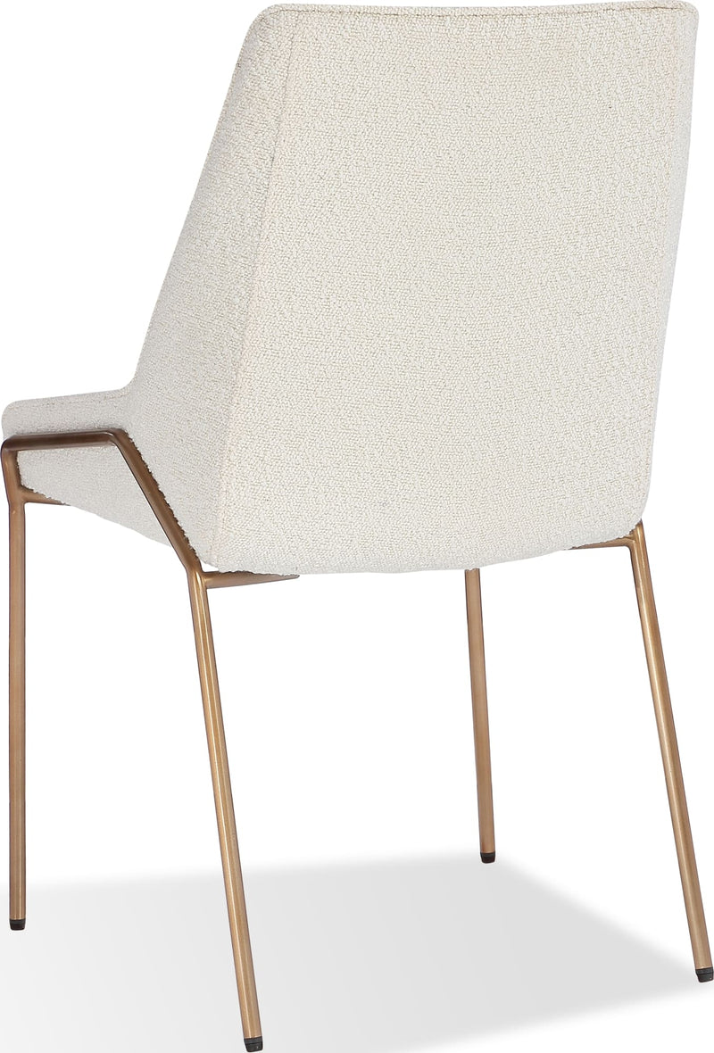 Cyrus Upholstered Dining Chair in Cottage Cheese Boucle and Brushed Bronze Metal
