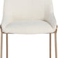 Cyrus Upholstered Dining Chair in Cottage Cheese Boucle and Brushed Bronze Metal