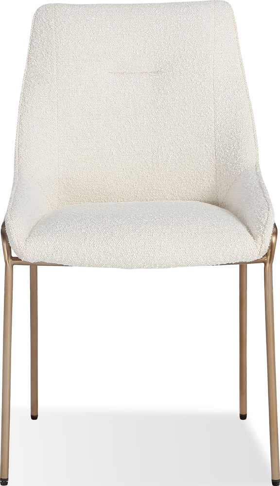 Cyrus Upholstered Dining Chair in Cottage Cheese Boucle and Brushed Bronze Metal