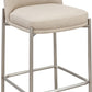 Dion Upholstered Bar Stool in Camel Synthetic Leather and Brushed Nickel Metal