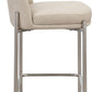 Dion Upholstered Bar Stool in Camel Synthetic Leather and Brushed Nickel Metal