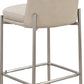 Dion Upholstered Bar Stool in Camel Synthetic Leather and Brushed Nickel Metal