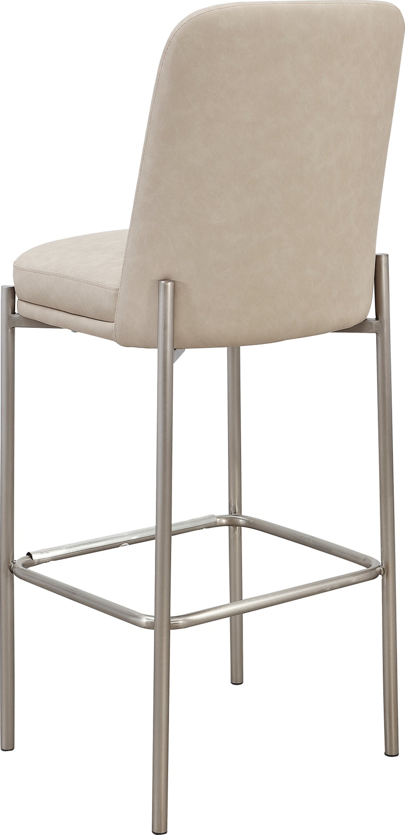 Dion Upholstered Bar Stool in Camel Synthetic Leather and Brushed Nickel Metal