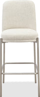 Dion Upholstered Bar Stool in Natural Light Linen and Brushed Nickel Metal