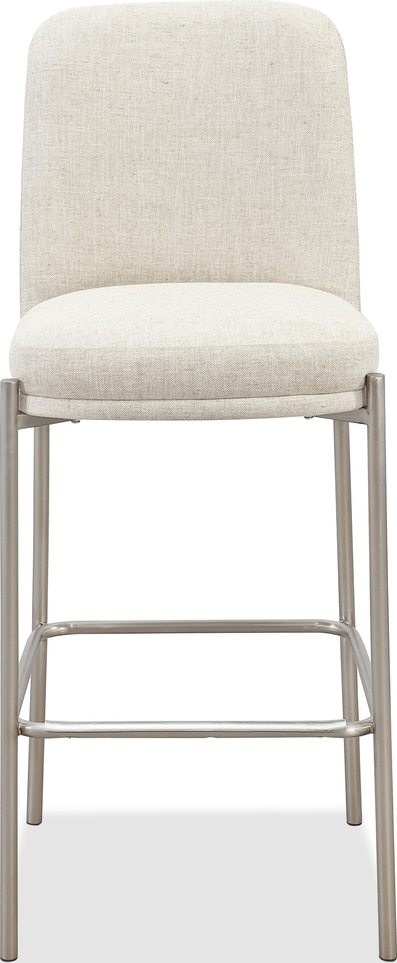 Dion Upholstered Bar Stool in Natural Light Linen and Brushed Nickel Metal