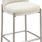 Dion Upholstered Bar Stool in Natural Light Linen and Brushed Nickel Metal