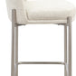 Dion Upholstered Bar Stool in Natural Light Linen and Brushed Nickel Metal