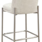 Dion Upholstered Bar Stool in Natural Light Linen and Brushed Nickel Metal